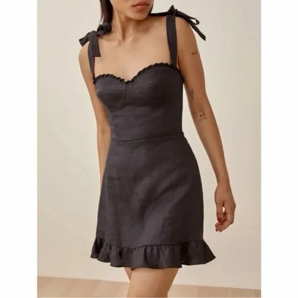 Reformation Black Linen Dress